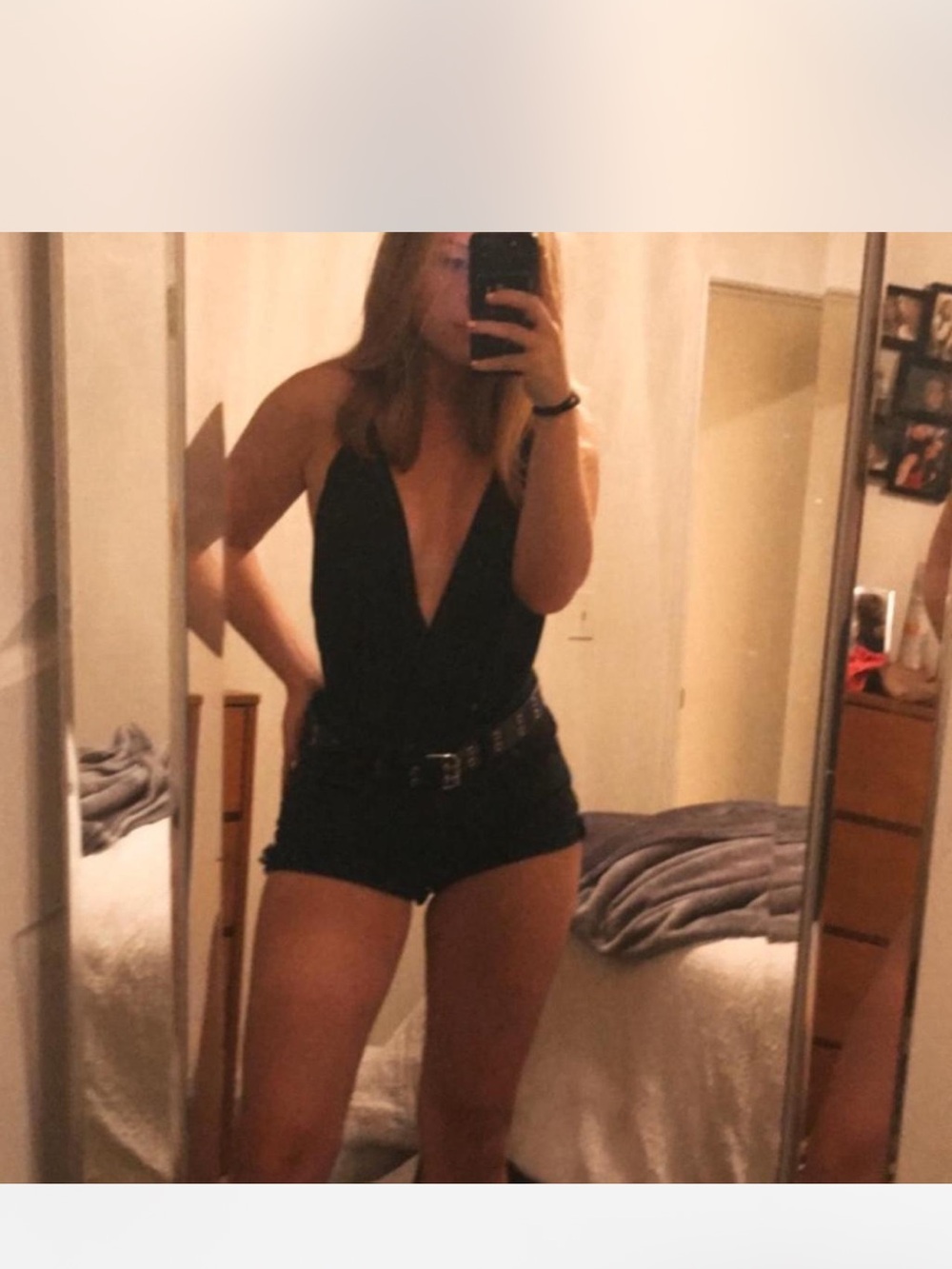 Black Deep V bodysuit - Women's Top